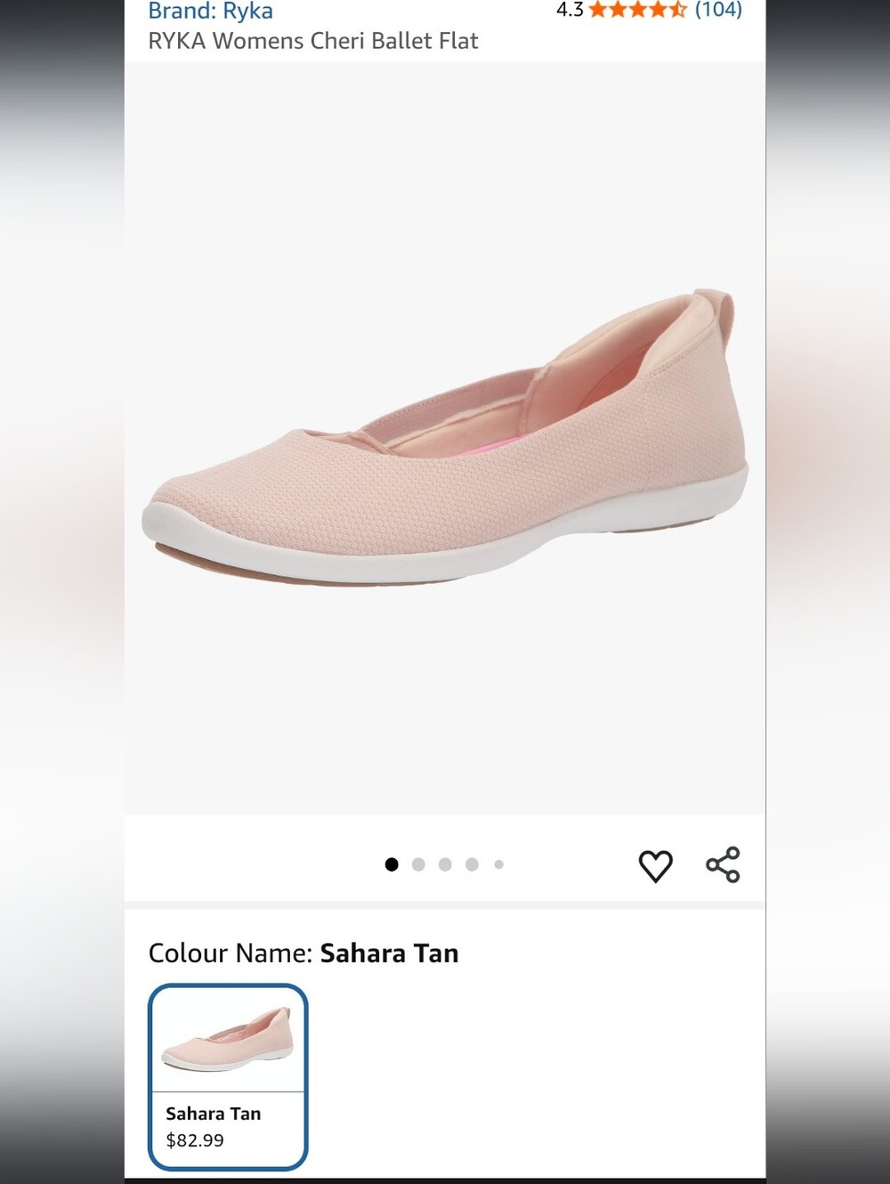 Ryka Sahara Tan Slip-On Ballet Flat in Soft Blush